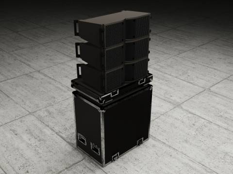 Hard Case and Line Array L-Acoustics Line Array KARA II Speakers 3D Модель