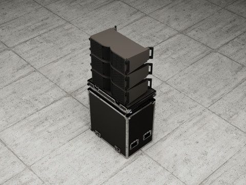 Hard Case and Line Array L-Acoustics Line Array KARA II Speakers 3D मॉडल