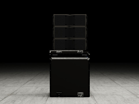 Hard Case and Line Array L-Acoustics Line Array KARA II Speakers 3D मॉडल