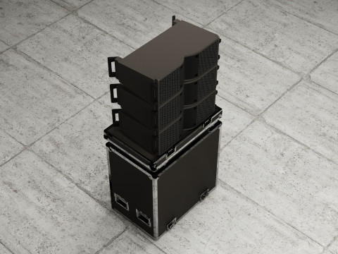 Hard Case and Line Array L-Acoustics Line Array KARA II Speakers 3D मॉडल