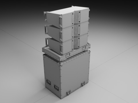 Hard Case and Line Array L-Acoustics Line Array KARA II Speakers 3D मॉडल