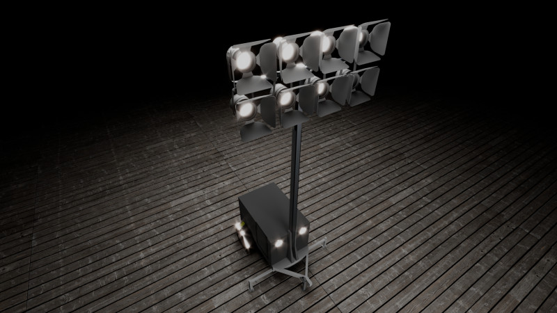 Portable Lighting Tower 3D Model .c4d .max .obj .3ds .fbx .stl .blend 