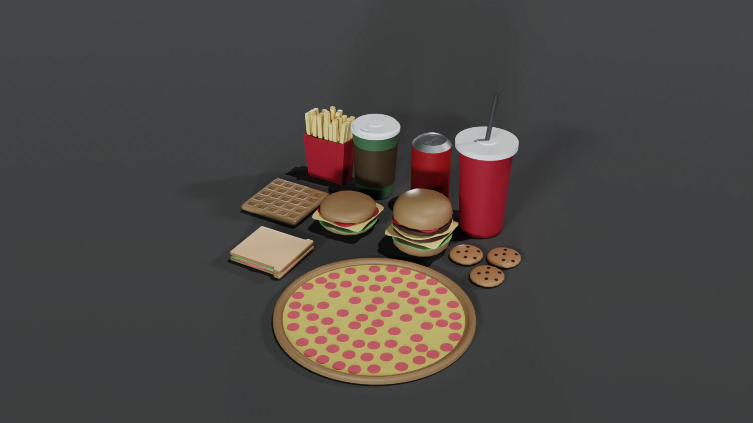Lowpoly 食品包 3D 模型 .c4d .max .obj .3ds .fbx .stl .blend 