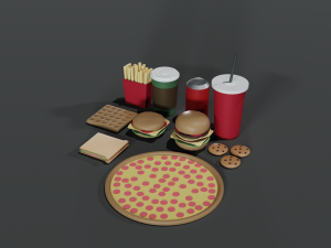 Lowpoly Foods pack Modello 3D