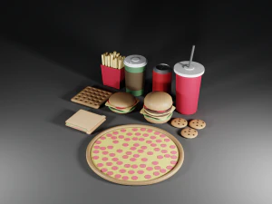 Lowpoly 食品包 3D 模型