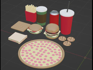 Lowpoly 食品包 3D 模型