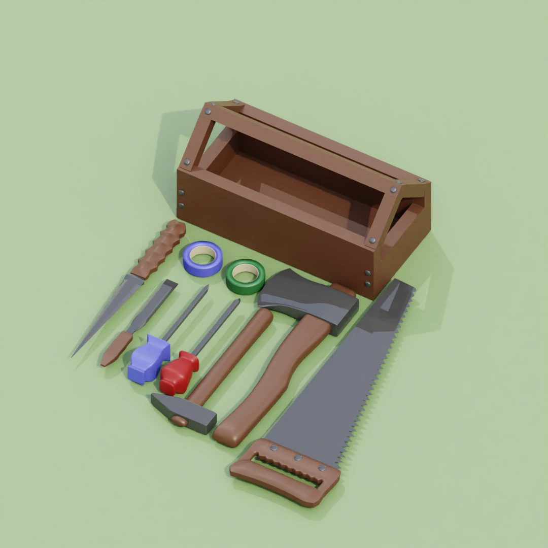 Lowpoly instrument pack 3D Model .c4d .max .obj .3ds .fbx .stl .blend 
