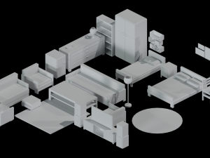 Low-poly furniture set Modello 3D