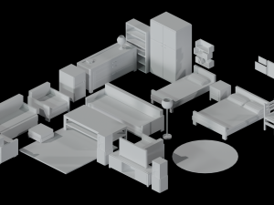Low-poly furniture set 3D Model