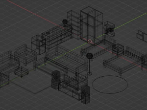 Low-poly furniture set 3D Model
