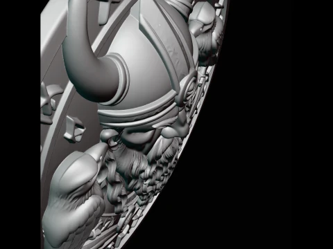 Odin and His Ravens Relief Medallion Pendant Design 1 - 3D Print Model 3D Print Model