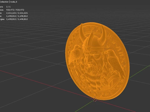 Odin and His Ravens Relief Medallion Pendant Design 1 - 3D Print Model 3D Print Model