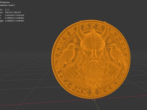 Odin and His Ravens Relief Medallion Pendant Design 1 - 3D Print Model 3D Print Model