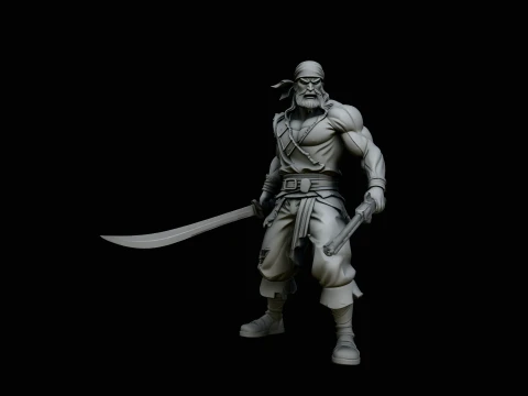 Pirate Captain Warrior Statue - 3D Print Model 3D Baskı Modeli