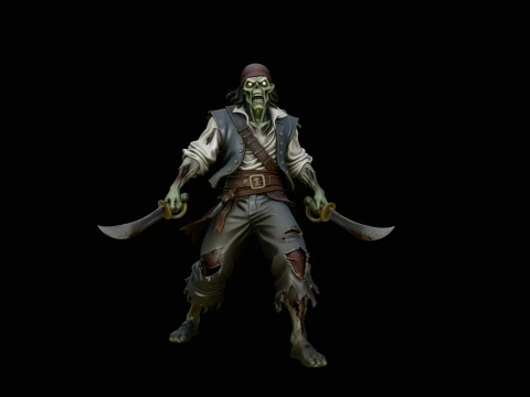 Undead Pirate Statue Design 1 - 3D Print Model 3D Принт Модель