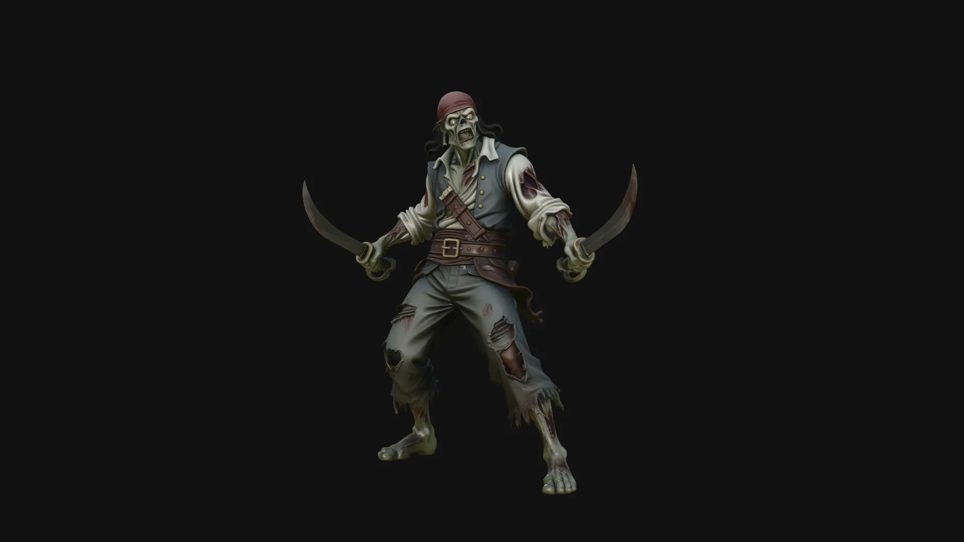 Undead Pirate Statue Design 2 - 3D Print Model 3D Print Model .c4d .max .obj .3ds .fbx .stl .blend 