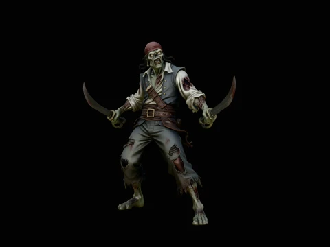 Undead Pirate Statue Design 2 - 3D Print Model 3D Print Model