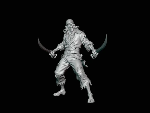 Undead Pirate Statue Design 2 - 3D Print Model 3D Print Model