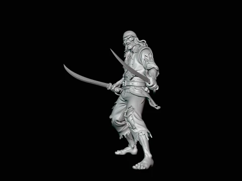 Undead Pirate Statue Design 2 - 3D Print Model 3D Print Model