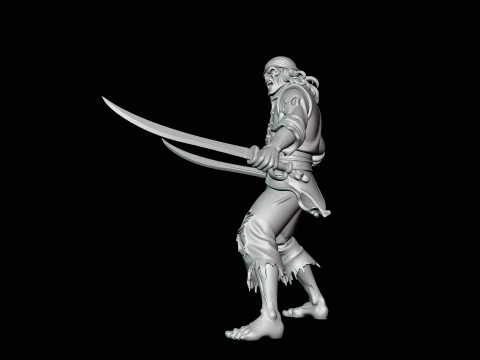 Undead Pirate Statue Design 2 - 3D Print Model 3D Print Model