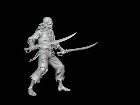 Undead Pirate Statue Design 2 - 3D Print Model 3D Print Model