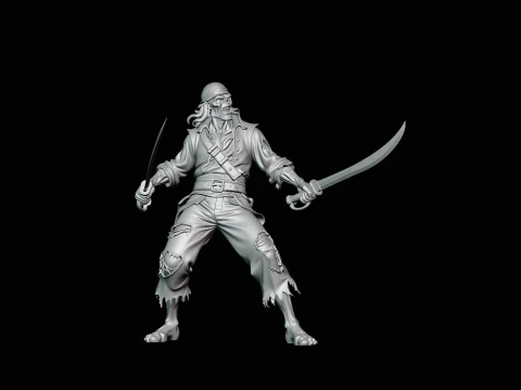 Undead Pirate Statue Design 2 - 3D Print Model 3D Print Model