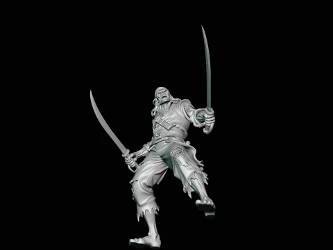 Undead Pirate Statue Design 2 - 3D Print Model 3D Print Model