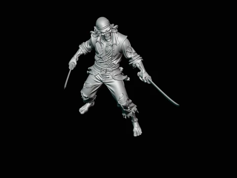 Undead Pirate Statue Design 2 - 3D Print Model 3D Print Model