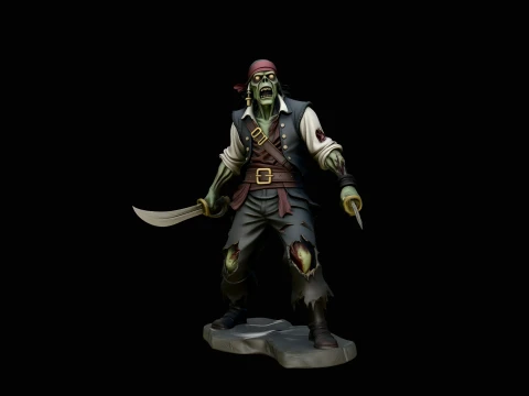 Undead Pirate Statue Design 3 - 3D Print Model 3D Print Model