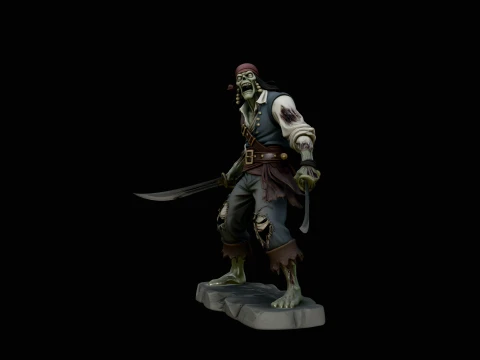 Undead Pirate Statue Design 4 - 3D Print Model 3D Print Model