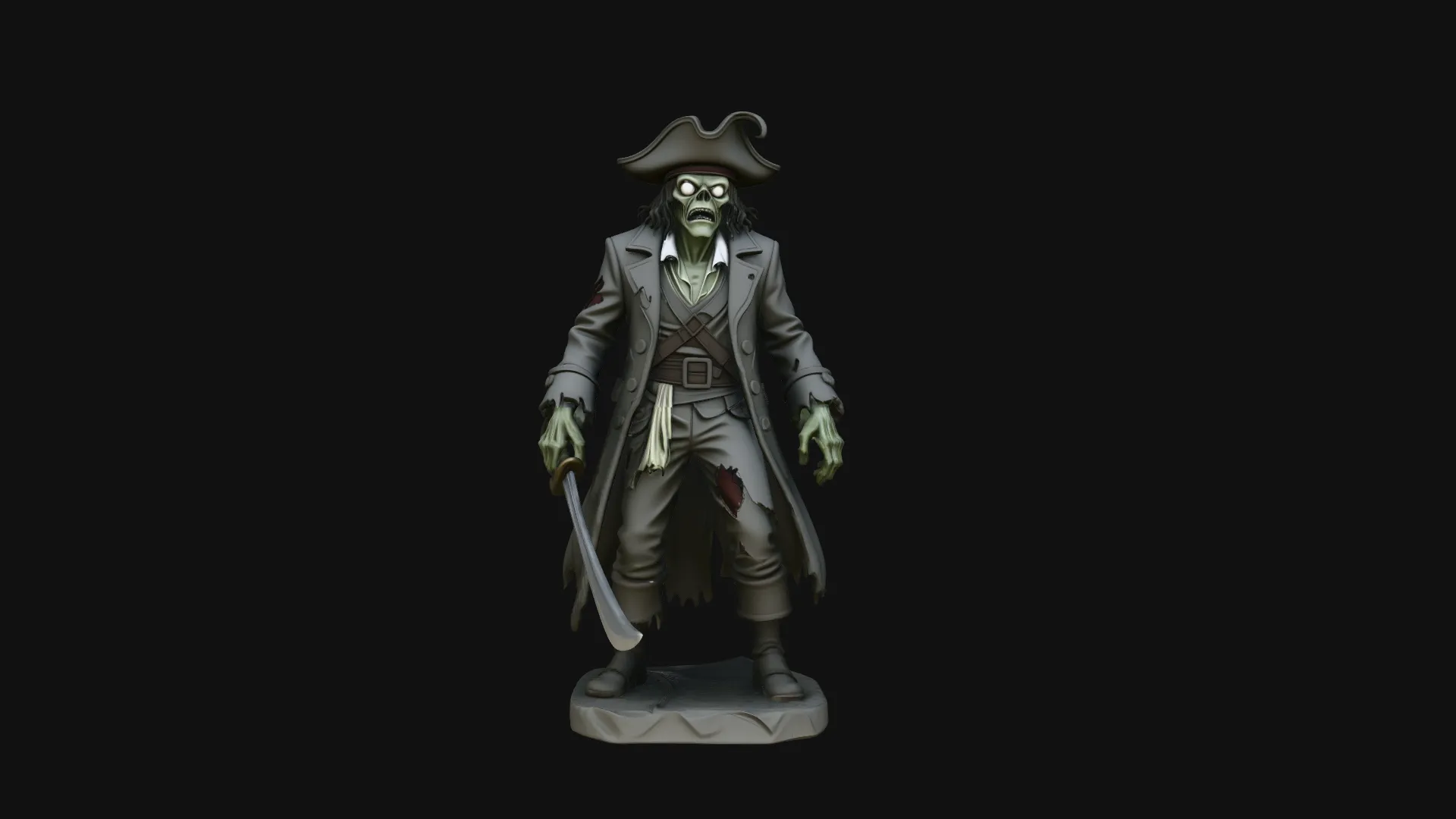 Ghost Pirate Captain Statue Design 2 - 3D Print Model 3D Print Model .c4d .max .obj .3ds .fbx .stl .blend