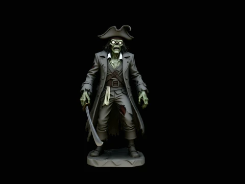 Ghost Pirate Captain Statue Design 2 - 3D Print Model 3D Print Model