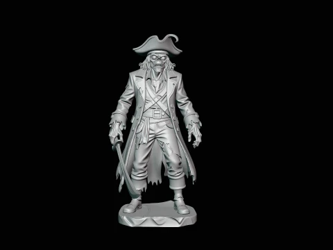 Ghost Pirate Captain Statue Design 2 - 3D Print Model 3D Print Model