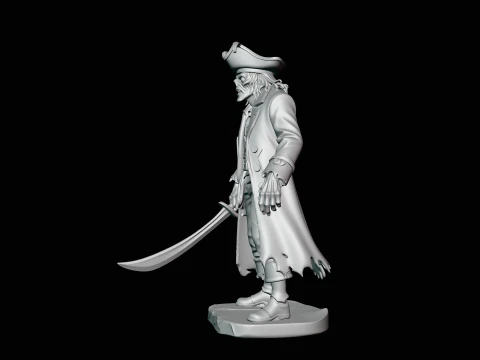 Ghost Pirate Captain Statue Design 2 - 3D Print Model 3D Print Model