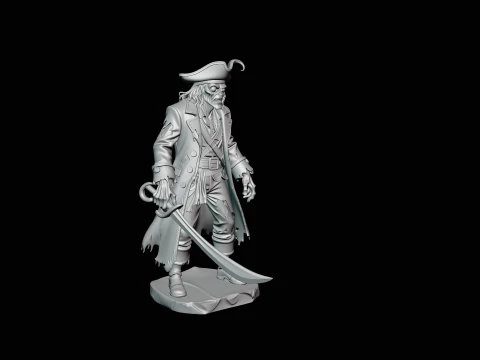 Ghost Pirate Captain Statue Design 2 - 3D Print Model 3D Print Model