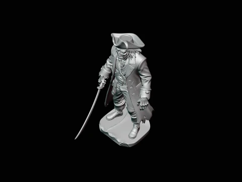 Ghost Pirate Captain Statue Design 2 - 3D Print Model 3D Print Model
