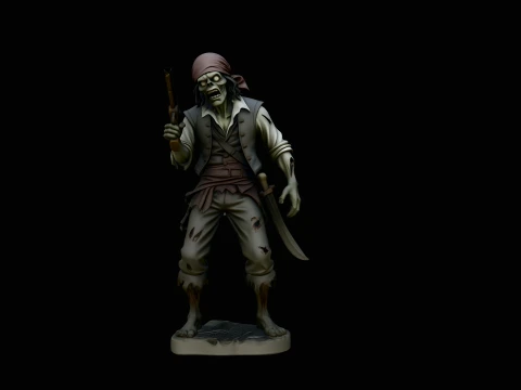 Undead Pirate Gunslinger Statue Design 2 - 3D Print Model Modello di stampa 3D