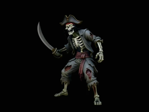 Skeleton Pirate Statue Design 1 - 3D Print Model 3D Print Model