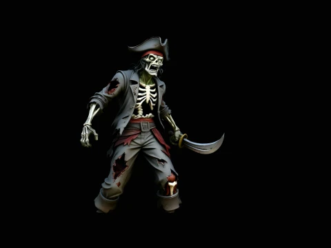 Skeleton Pirate Statue Design 2 - 3D Print Model 3D Print Model