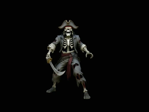 Skeleton Pirate Statue Design 3 - 3D Print Model 3D Print Model