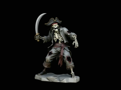 Skeleton Pirate Statue Design 4 - 3D Print Model 3D Print Model
