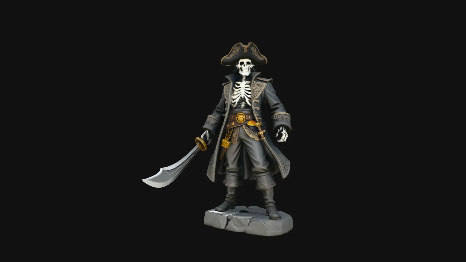 Skeleton Pirate Admiral Statue - 3D Print Model 3D Print Model .c4d .max .obj .3ds .fbx .stl .blend 