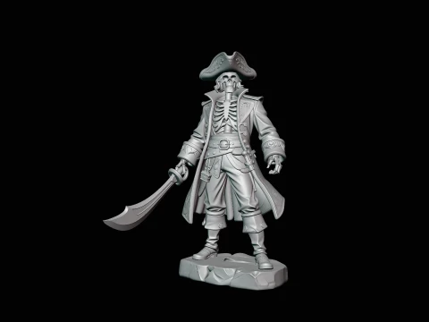 Skeleton Pirate Admiral Statue - 3D Print Model 3D Print Model