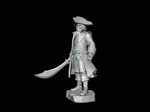 Skeleton Pirate Admiral Statue - 3D Print Model 3D Print Model