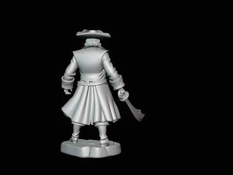 Skeleton Pirate Admiral Statue - 3D Print Model 3D Print Model