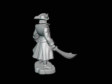 Skeleton Pirate Admiral Statue - 3D Print Model 3D Print Model