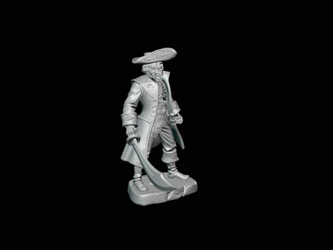 Skeleton Pirate Admiral Statue - 3D Print Model 3D Print Model