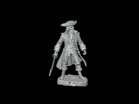 Skeleton Pirate Admiral Statue - 3D Print Model 3D Print Model
