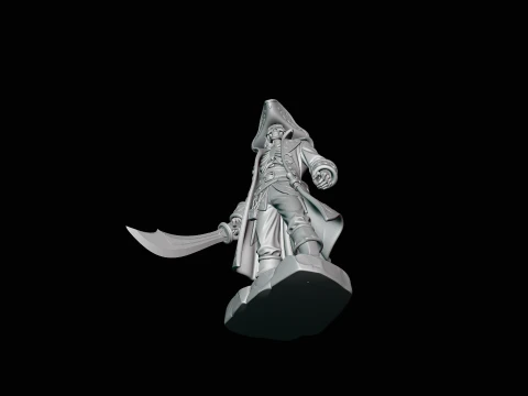 Skeleton Pirate Admiral Statue - 3D Print Model 3D Print Model