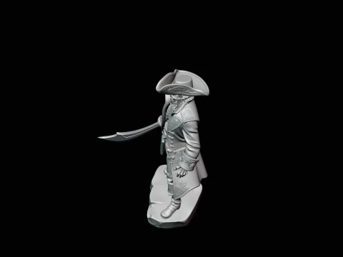 Skeleton Pirate Admiral Statue - 3D Print Model 3D Print Model